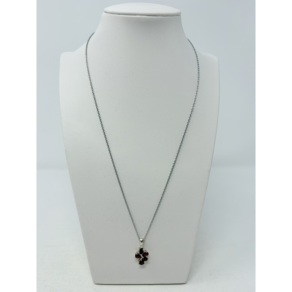 Shop LC Mozambique Garnet Sterling Silver Pendant & Stainless Steel Chain 5657